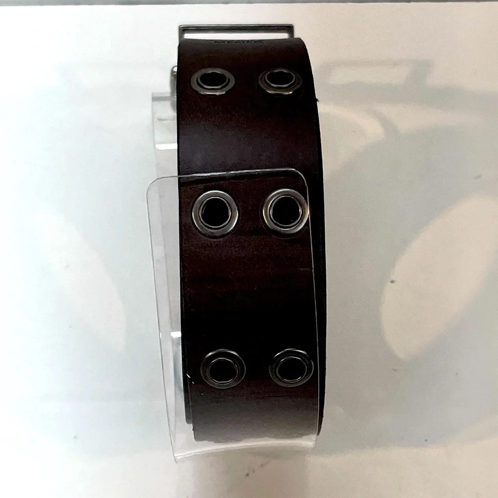 Reversable Belt Brown Black Silver Buckle Unisex Grommet Detail XL Mexico